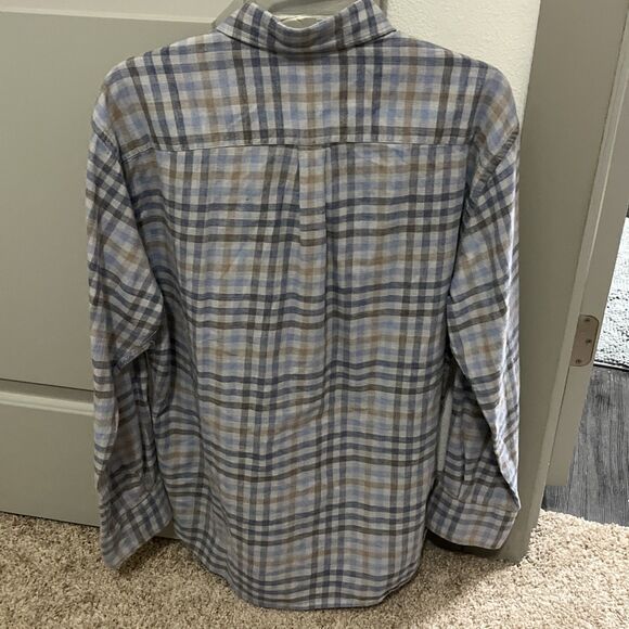 Peter Millar Mens Large Button Down Shirt Blue Plaid 100% Cotton Casual business - Picture 4 of 6